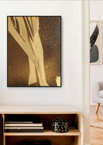 Indlæs billede til gallerivisning Golden oxidized details on brass sheet. Wall decor hanging on the wall in living room

